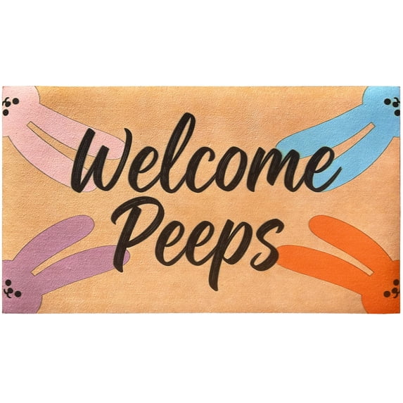 Anjinsoft Outdoor Easter Entrance Doormats 17" x 30", Thick Rubber Backed Non Slip Non-absorbent Entryway Rugs , Bunny Ears