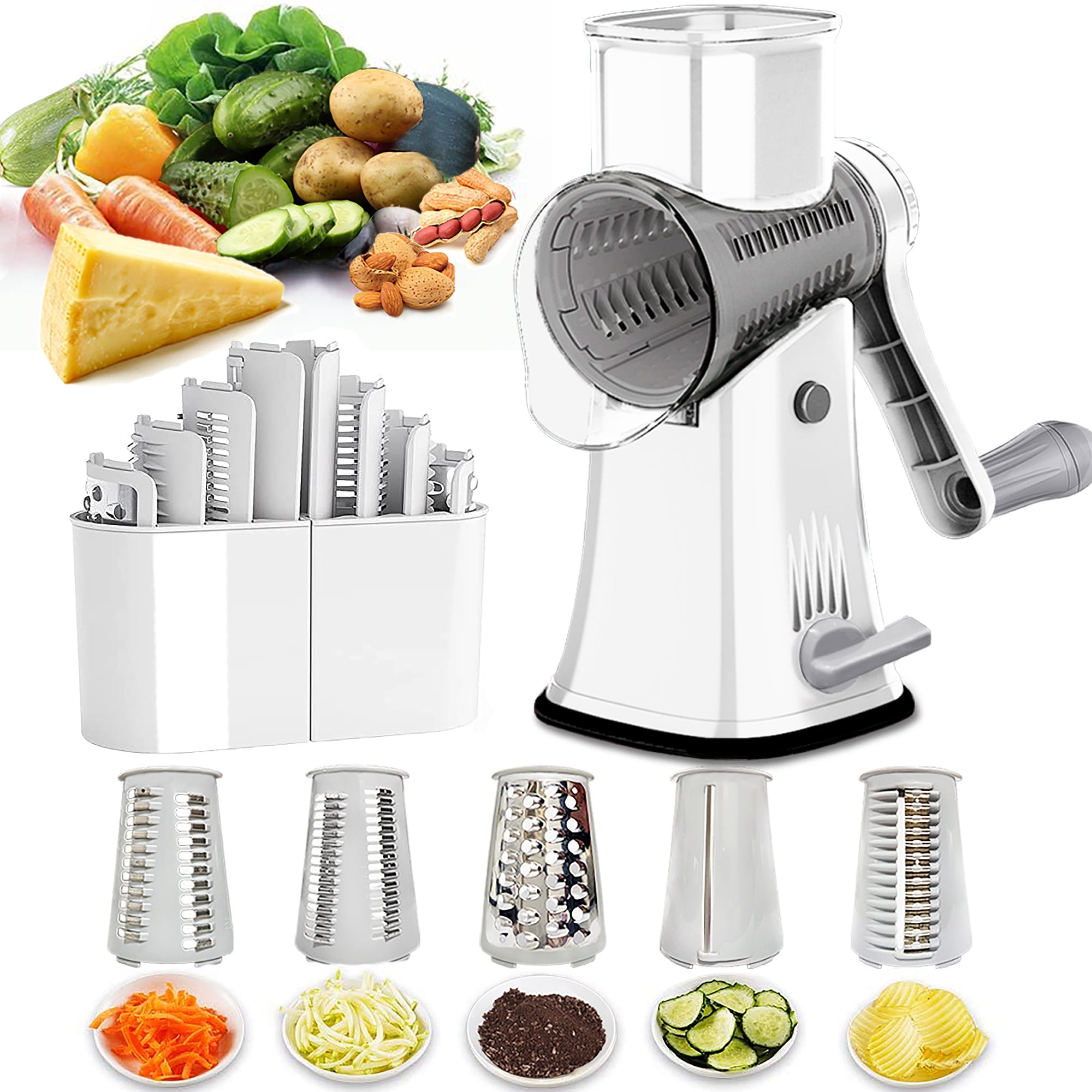  EDEFISY Rotary Cheese Grater-3-in-1Stainless Steel Manual Drum  Slicer,Rotary Graters for Kitchen,Food Shredder for Vegatables,Nuts and  Chocolate(Blue): Home & Kitchen