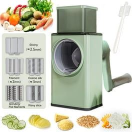 Dezsed 3 in 1 Multifunctional Vegetable Cutter & Slicers Hand Roller Type Square Drum Vegetable Cutter with 3 Blades Removable Easy to Clean on