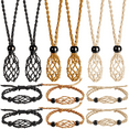 thumbnail image 1 of Anjiucc 6 PCS Crystal Necklace and 6 PCS Crystal Gem Bracelet Cord Empty Stone Holder Hand-Woven Necklace Cord with Adjustable for Stone Necklace DIY Bracelet （Black+Coffee+Khaki), 1 of 7
