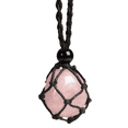 thumbnail image 1 of Anjiucc Natural Gemstone Crystal Rose Quartz Pendant Necklace Stone Holder Necklace Cord Hand-Woven Necklace with Adjustable Length for Women Men, 1 of 4