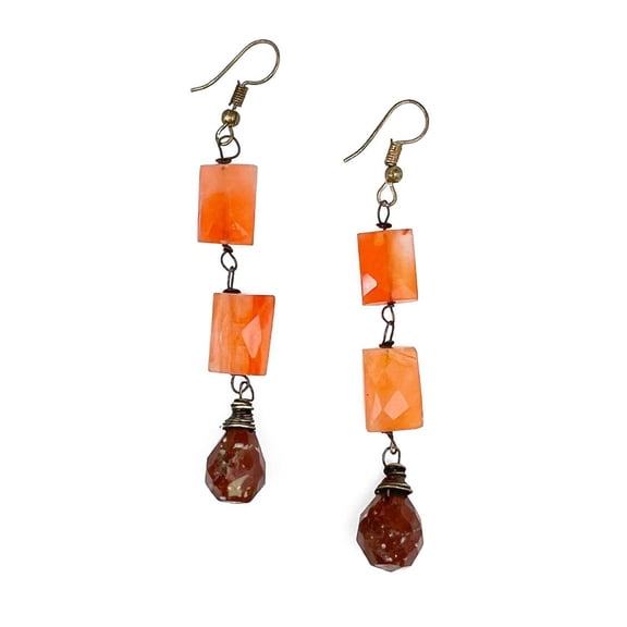 Anju Banjara Earrings - Carnelian and Red Jasper Stones