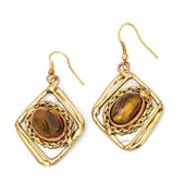 Anju E2204 Mixed Metal Earrings with Tiger Eye