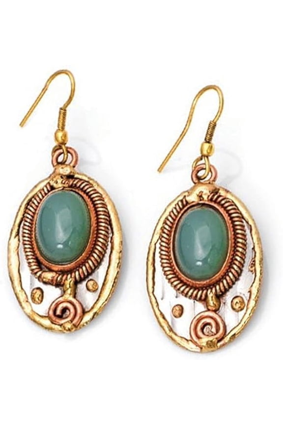 Anju E2210 Mixed Metal Earrings with Aventurine