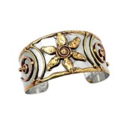 Anju Handcrafted Flower Spiral Cuff, Mixed Metal
