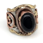 Anju Jewelry Janya Collection Mixed Metal Cuff Ring with Black Onyx Stone