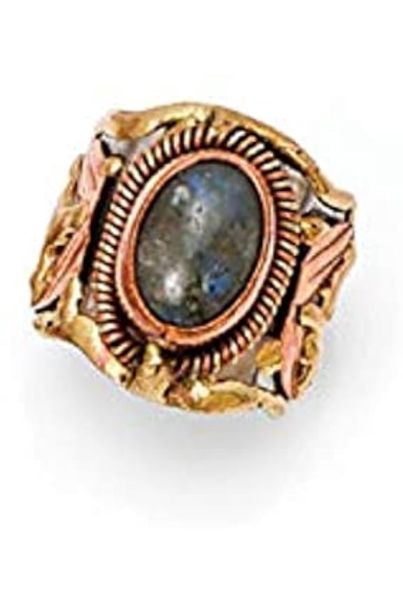 Janya Collection Mixed Metal Cuff Ring with Labradorite Stone