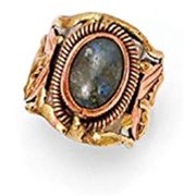Anju Jewelry Janya Collection Mixed Metal Cuff Ring with Labradorite Stone
