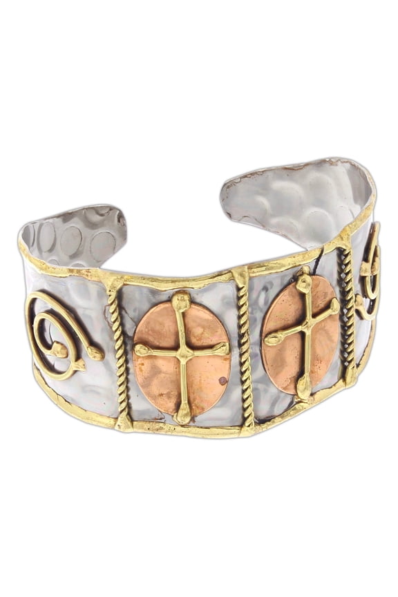 Anju Mixed Metal Cuff Bracelet (Cross)