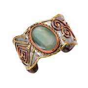 Anju Mixed Metal Cuff Bracelet with Aventurine Stone for Women