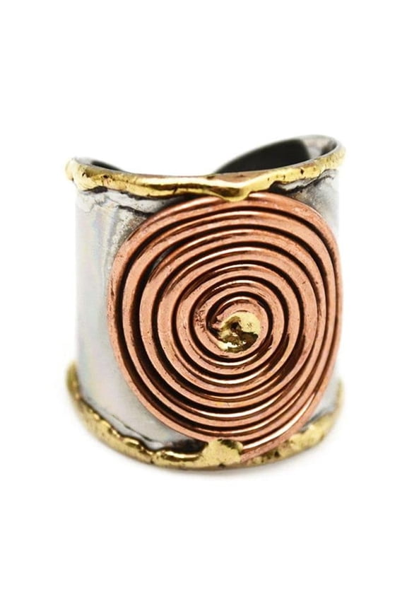 Anju R044 Copper Concentic Circles Janya Mixed Metal Ring