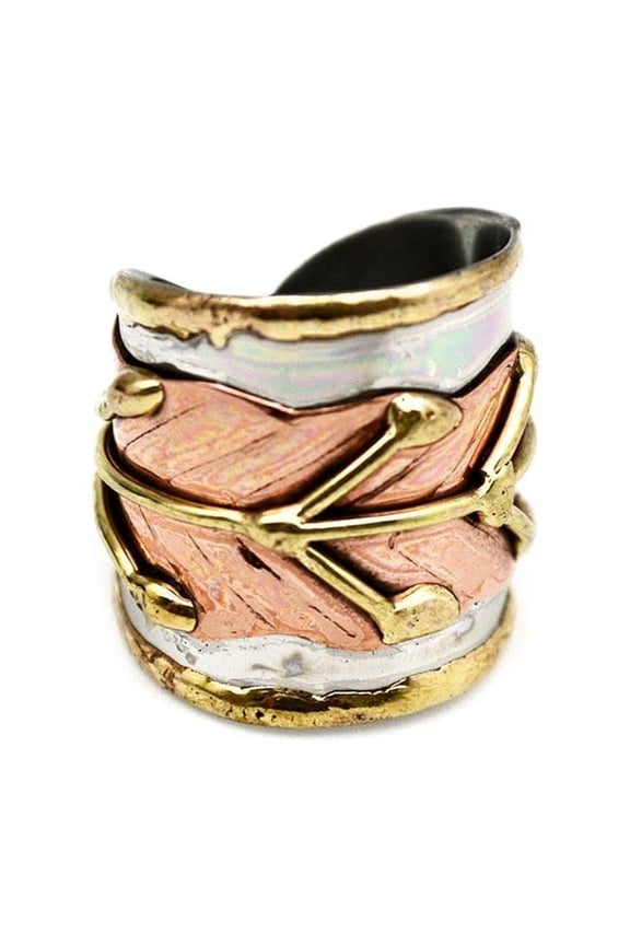 Anju R045 Leaf Janya Mixed Metal Ring