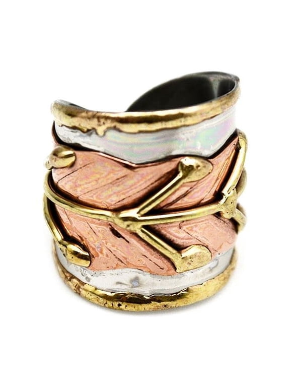 Anju R045 Leaf Janya Mixed Metal Ring