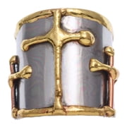 Anju Tri-Tone Cross Pattern Cuff Ring