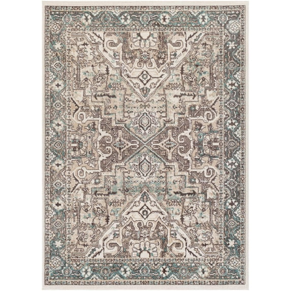 Ankara Aqua / Charcoal 6'7" x 9' Traditional Rectangle Area Rug