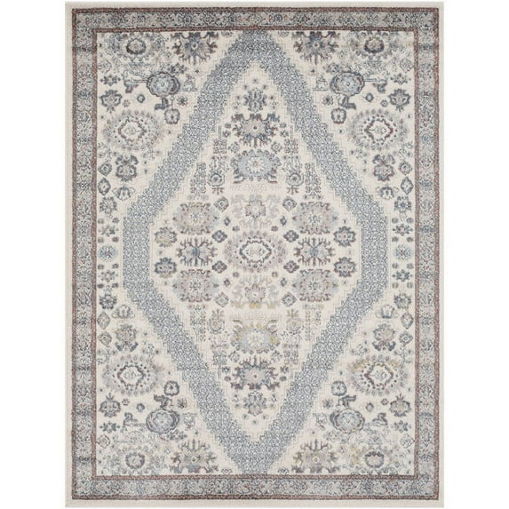Ankara Blue/Light Blue 5'2" x 7' Traditional Rectangle Area Rug