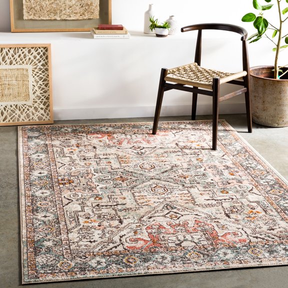 Ankara Brick / Charcoal 5'2" x 7' Traditional Rectangle Area Rug