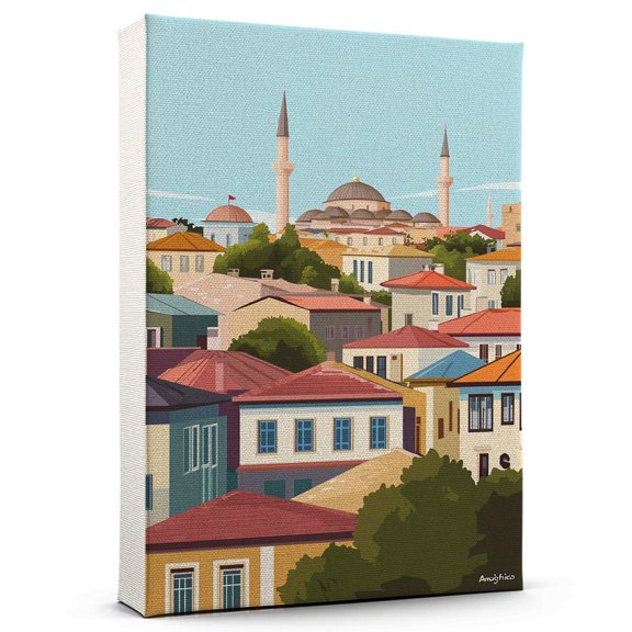 Ankaras Travel Canvas, Vintage City Canvas Turkey Canvas Wall Art, Ankaras Canvas Colorful, Turkey Picture Canvas - 104AZ47