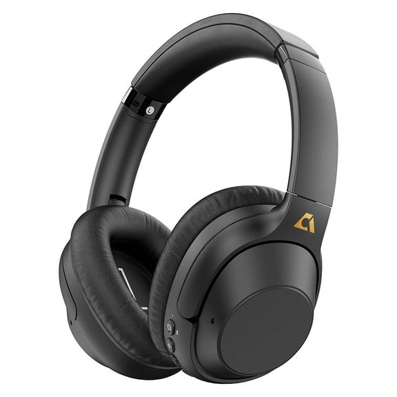 Ankbit E500 Active Noise Cancelling Wireless Headphones with Microphone, Bluetooth 5.2, Deep Bass, 80H Playtime, Voice Assistant for Travel/Home/Office - Black