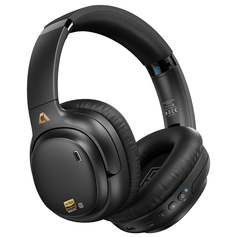 Ankbit E700 Active Noise Cancelling Headphones, Bluetooth 5.1 Wireless Headphones, Over Ear Bluetooth Headphones with Clear Calls, Deep Bass, aptX HD & Low Latency, for Talk/Music/Work, Black