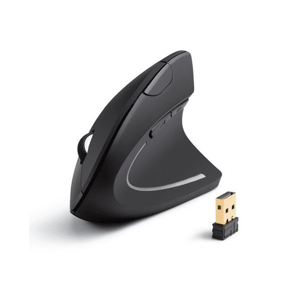 Anker 2.4G Wireless Vertical Ergonomic Optical Mouse, 800 / 1200 /1600DPI, 5 Buttons - Black