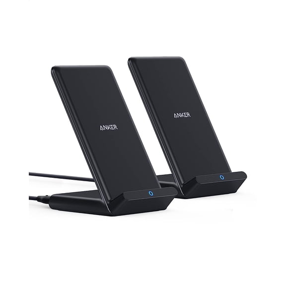 Anker 2 Pack 313 Wireless Charger (Stand), Qi-Certified for iPhone 15/15 Pro/15 Pro Max/14/14 Pro Max, 10W Fast-Charging for Galaxy S20, S10 - Stand Design, No AC Adapter Included