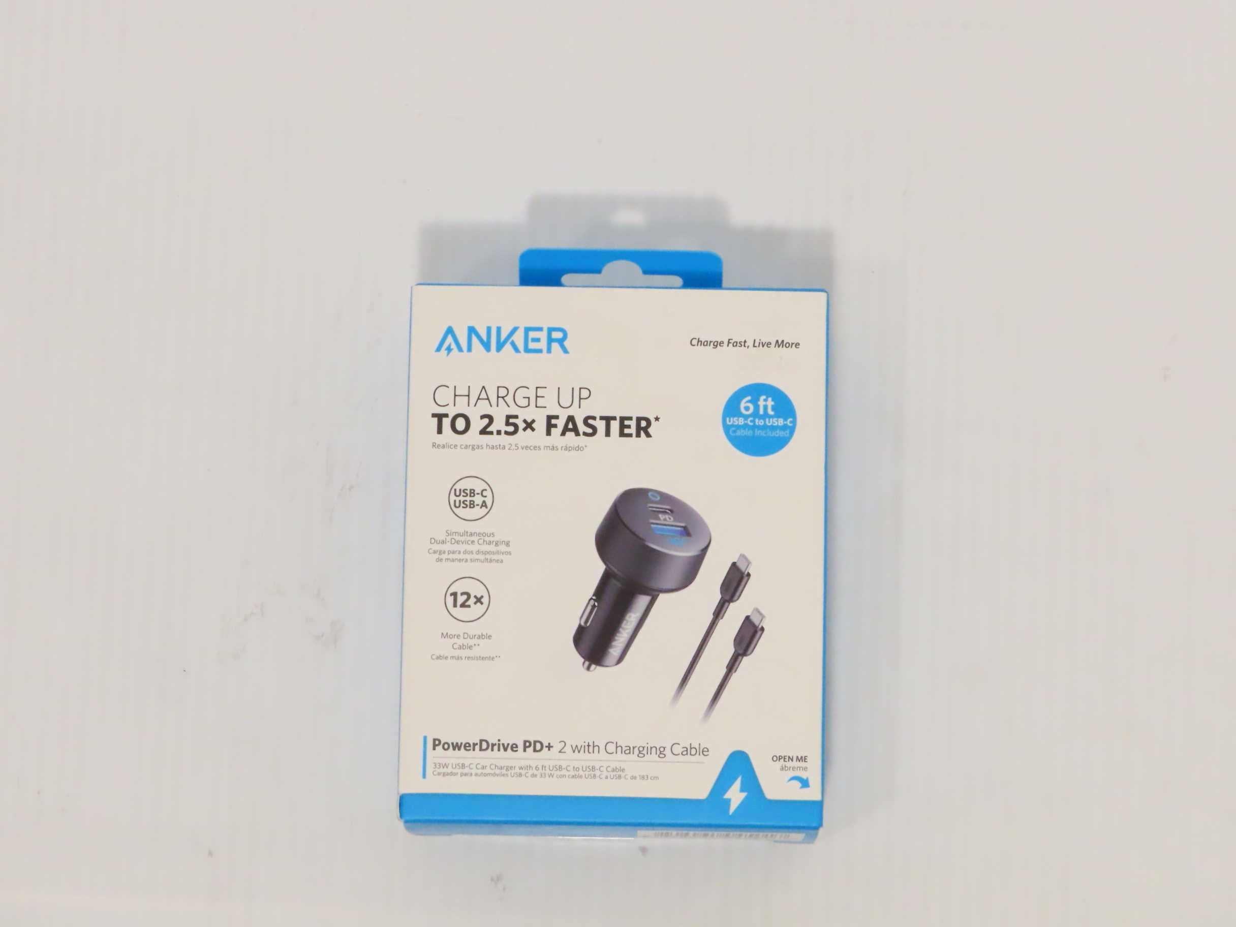 ANKER PowerDrive III Car Charger with 2-Ports USB Fast Charger 36W - Black