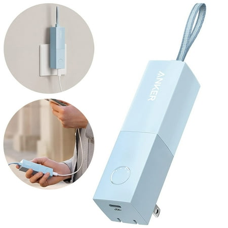 Anker 2-in-1 Portable Charger 5000mAh Power Bank 20W USB C 20W Power Delivery Charge,PowerCore Fusion 5K,Misty Blue