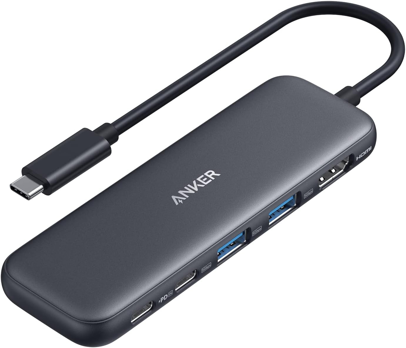 Anker 332 USB-C Hub (5 in 1) with 4K HDMI Display, 5Gbps USB-C Data Port  and 2 x 5Gbps USB-A Data Ports with MacBook Pro, MacBook Air, Dell XPS,  Lenovo Thinkpad, HP