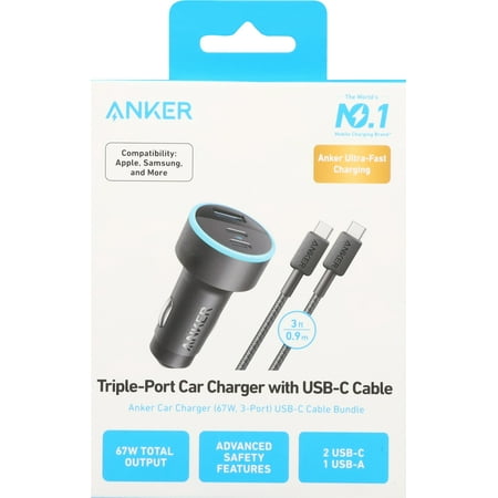 Anker - 335 67W Car Charger Bundle - Black