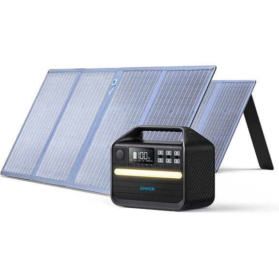 Anker 555 Solar Generator, Powerhouse 1024Wh Portable Power Station with 2×100W Solar Panel for Outdoor RV, Camping, Emergency