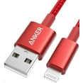 thumbnail image 1 of Anker 6ft Lightning Cable Premium Nylon Cord MFi Certified Charging Data Sync, Red, 1 of 7