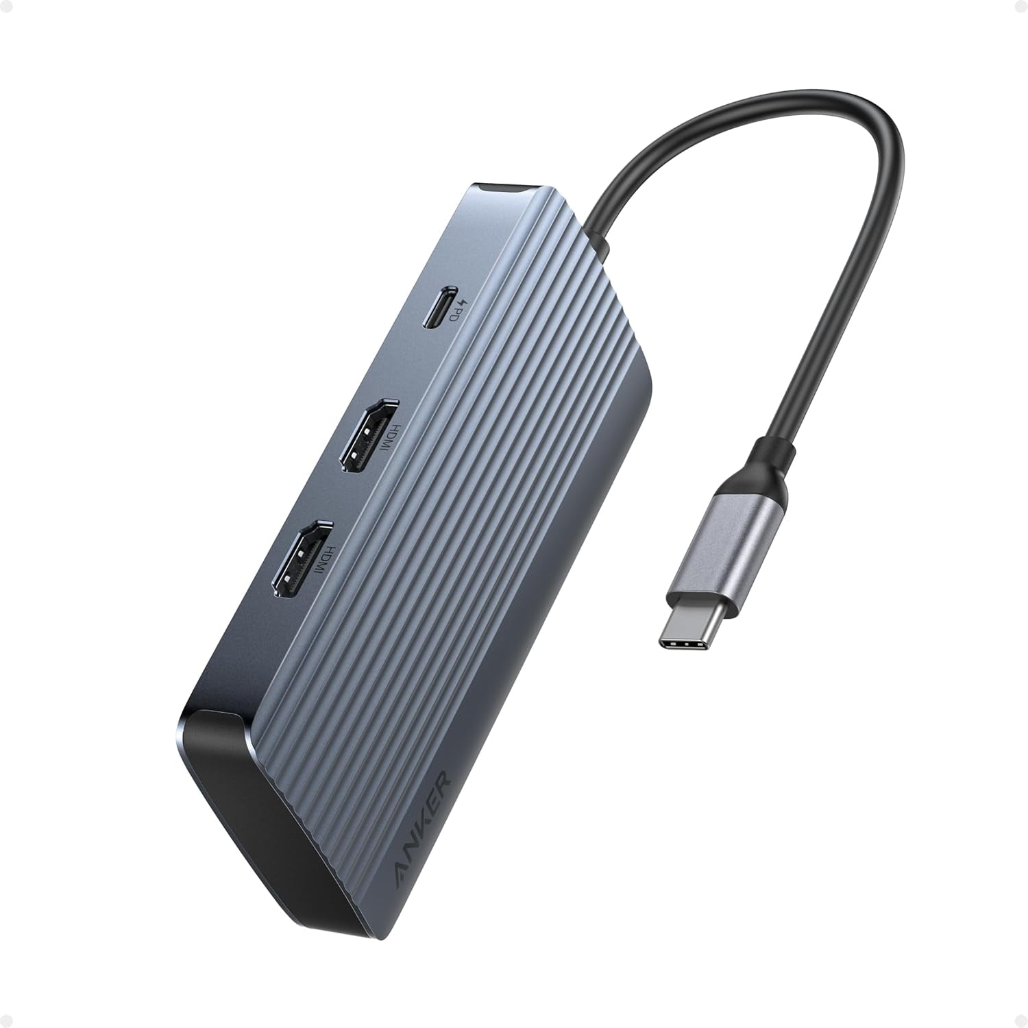 Anker 7-in-1 USB-C Hub, Dual Monitor USB C Docking Station, Dual HDMI ...