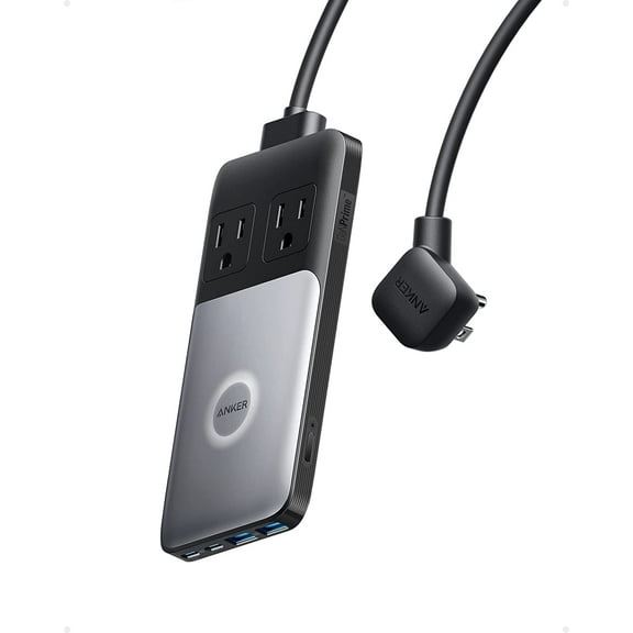 Anker 727 Charging Station (GaNPrime 100W), Compact Power Strip for Travel, Work, 5 ft Detachable Extension Cord with 2 Outlets and 4 USB Ports, for iPhone 14, Samsung, iPad, MacBook (Not a Battery)