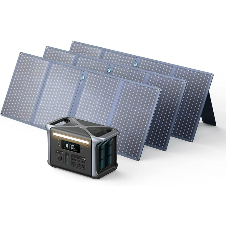 Anker 757 Solar Generator, Powerhouse 1229Wh Portable Power Station with 3  * 100W Solar Panels for Outdoor Camping, RV, Power Outage