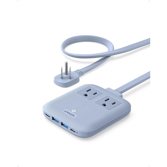 Anker Nano Charging Station(67W Max), 6-in-1 Power Strip Compatible for iPhone 16/15, MacBook, with Flat Plug and 5ft Thin Undetachable Extension Cord,2 AC&2 USB A&2 USB-C, for Home&Office