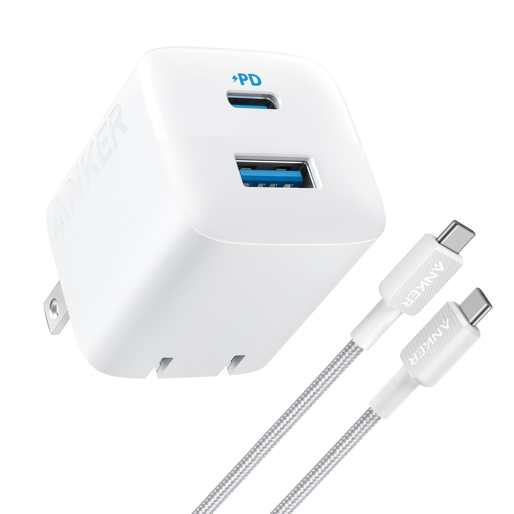 Anker 33W 2-Port Wall Charger with USB-C to USB-C Cable, 6 ft