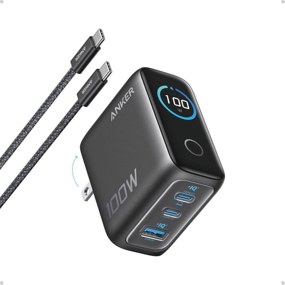 Anker Charger, 100W Max Ultra-Compact 3-Port GaN USB C Charger Block