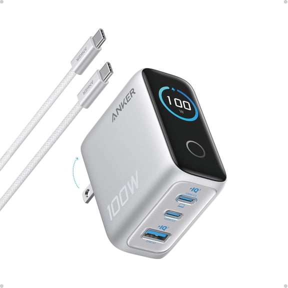 Anker Charger, 100W Max Ultra-Compact 3-Port GaN USB C Charger Block