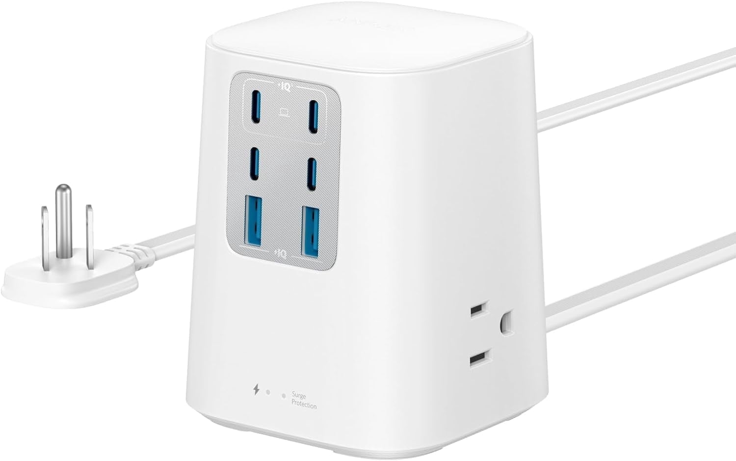 Anker Charging Station (100W), 9-in-1 USB C Power Strip with 300J Surge Protection, Compatible for iPhone 16 and MacBook, 5 ft Flat Cable and Plug, 4 USB-C and 2 USB-A Ports, 3 AC Outlets