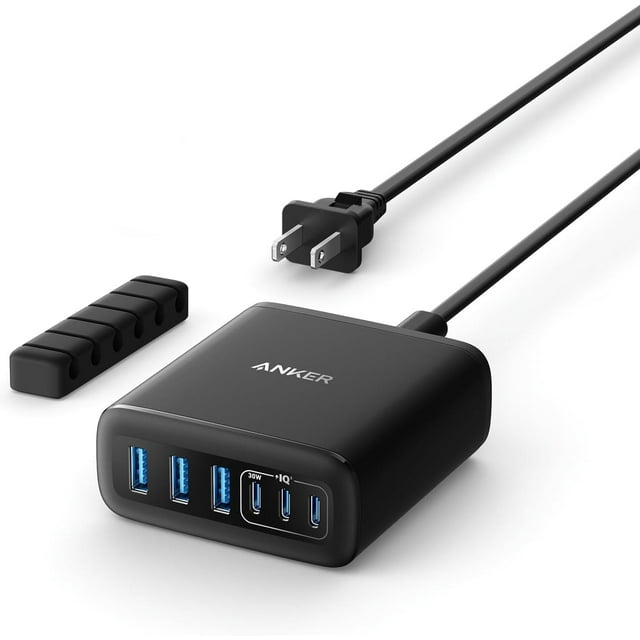 Anker Desktop Charger, Fast Charging USB C Charger, 112W Max 6-Port Charging Station