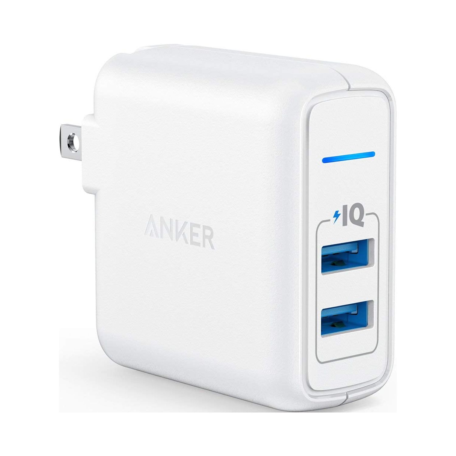 Anker Elite Dual Port 24W Wall Charger, PowerPort 2 with PowerIQ and Foldable Plug, for iPhone 11/XS/XS Max/XR/X/8/7/6/Plus, iPad Pro/Air 2/Mini 3/Mini 4, Samsung S4/S5, and More - image 1 of 7