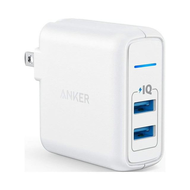 Anker Elite Dual Port 24W Wall Charger, PowerPort 2 with PowerIQ and Foldable Plug, for iPhone 11/XS/XS Max/XR/X/8/7/6/Plus, iPad Pro/Air 2/Mini 3/Mini 4, Samsung S4/S5, and More