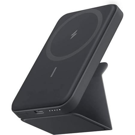 Anker - MagGo Magnetic Portable Charger 5K Battery with Bracket for iPhone 12 & 13 MagSafe Compatible Devices - Black