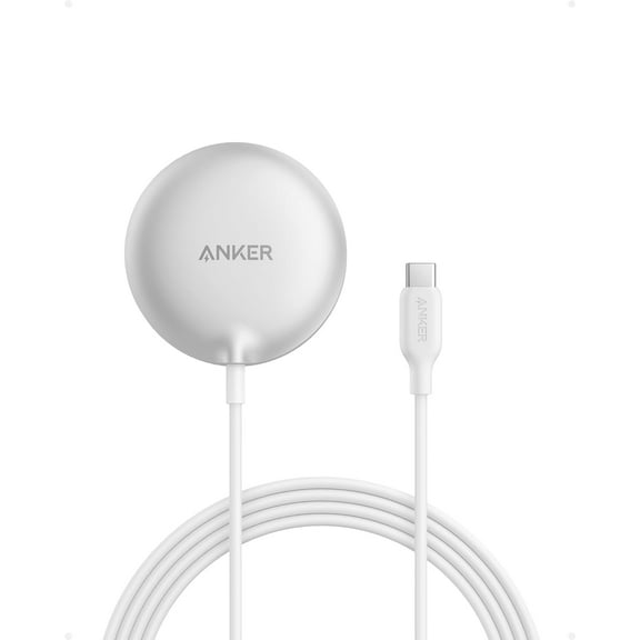 Anker MagGo Magnetic Wireless Charger (Pad), Qi2 Certified 15W Ultra-Fast MagSafe Compatible Wireless Charger, White (Charger Not Included)