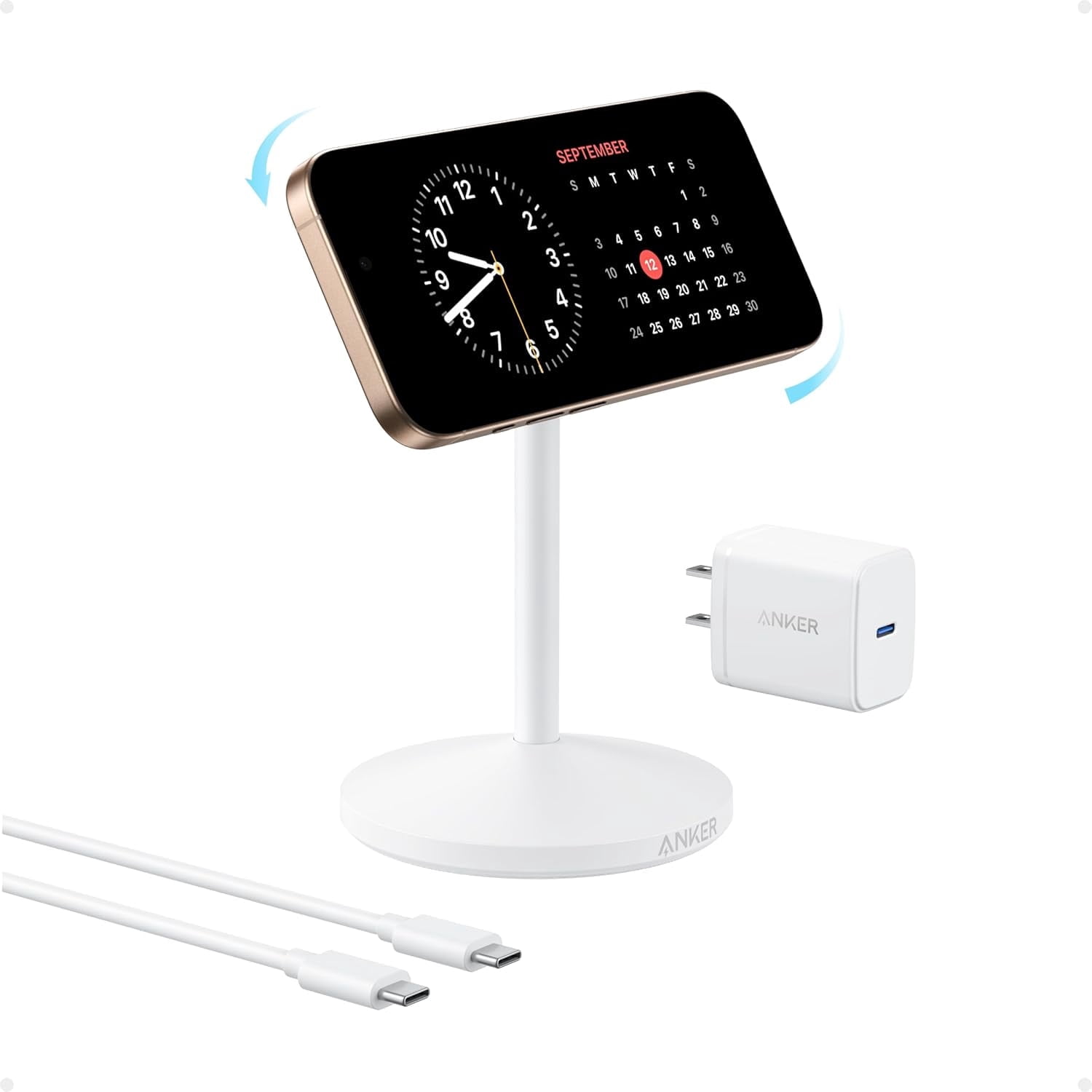 Anker MagGo iPhone 17 MagSafe Charger Compatible Stand, 15W Fast Magnetic Wireless Charging Station