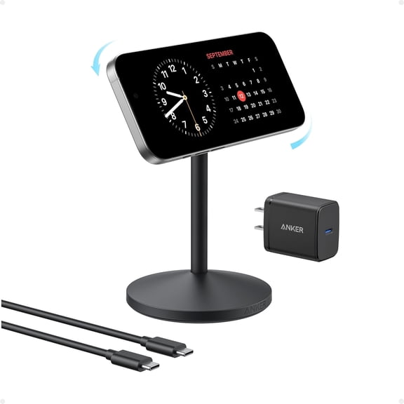 Anker MagGo iPhone 17 MagSafe Charger Compatible Stand, 15W Fast Magnetic Wireless Charging Station