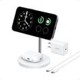 thumbnail image 1 of Anker MagSafe Compatible MagGo Charger Stand, 2-in-1 Wireless Charging Station, Qi2 Certified 15W Max Charging, Compatible for iPhone 17/16/15/14/13/12, AirPods Pro (White, with 40W Adapter), 1 of 5