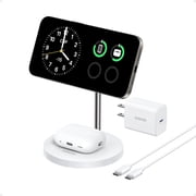 Anker MagSafe Compatible MagGo Charger Stand, 2-in-1 Wireless Charging Station, Qi2 Certified 15W Max Charging, Compatible for iPhone 17/16/15/14/13/12, AirPods Pro White, with 40W Adapter