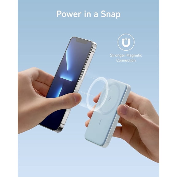 Anker 621 Magnetic Portable Charger (MagGo), 5,000mAh Wireless Power Bank with USB-C Cable, Magsafe-Compatible Battery Pack for iPhone 16/15/14/13/12 Series